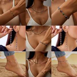 跨境热销彩色爱心手链女式甜美心形串珠手链糖果色爱心手串手链