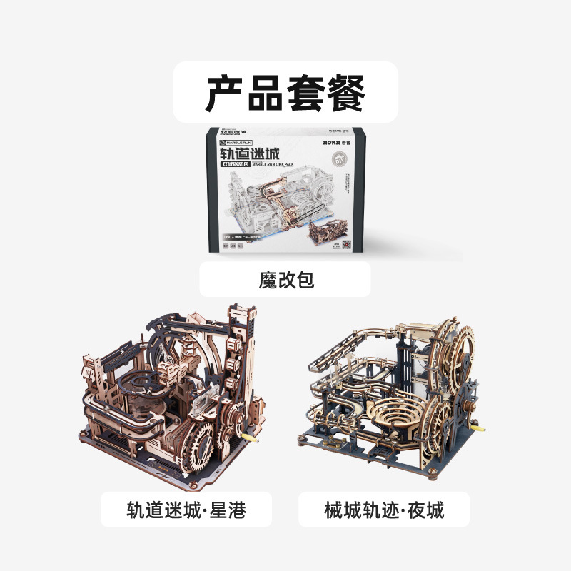 Ruo To Ruo Ke Modelo de moldeo por inyección de metal ensamblado de madera Rompecabezas tridimensional hecho a mano Regalo de juguete de montaje difícil