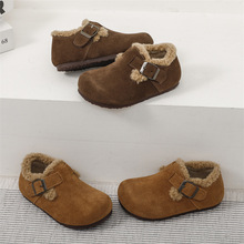 批发一件代发2024冬季新款女儿童时尚加绒棉鞋韩版公主豆豆鞋