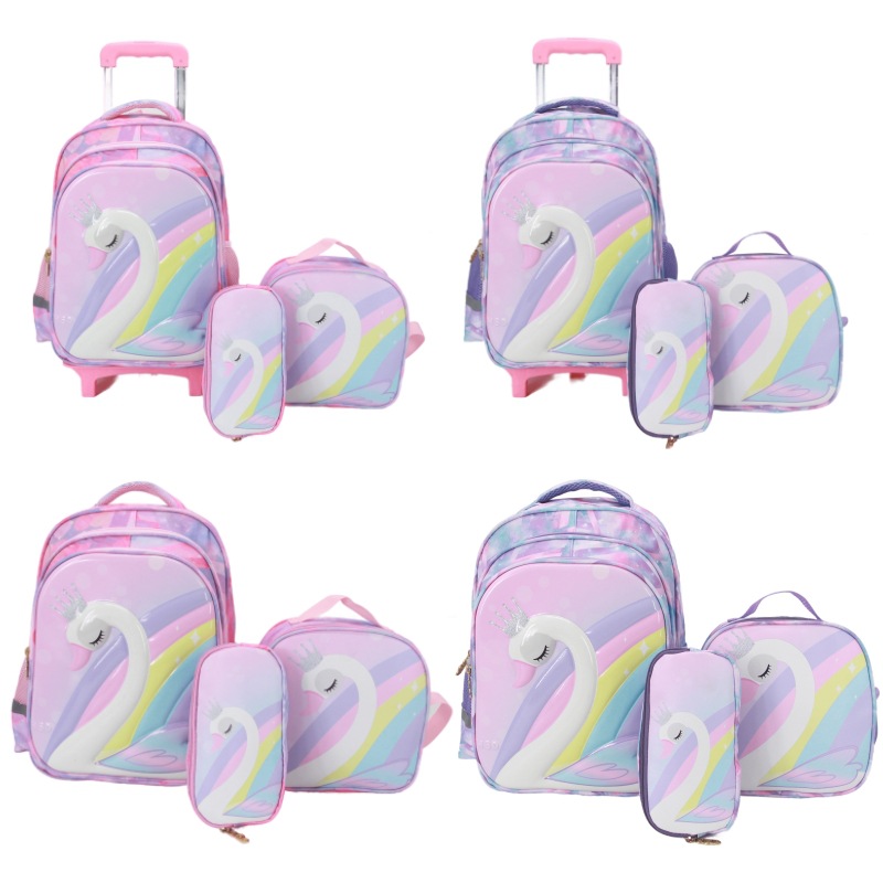 HSD pupil schoolbag Three Package Pencil bag Lightening wear-resisting Removable Two pull rod children Backpack