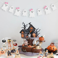 ハロウィンバナーゴーストフラッグ新しいピンクのリボンフラッグパーティー装飾小道具シーンレイアウトペンダント