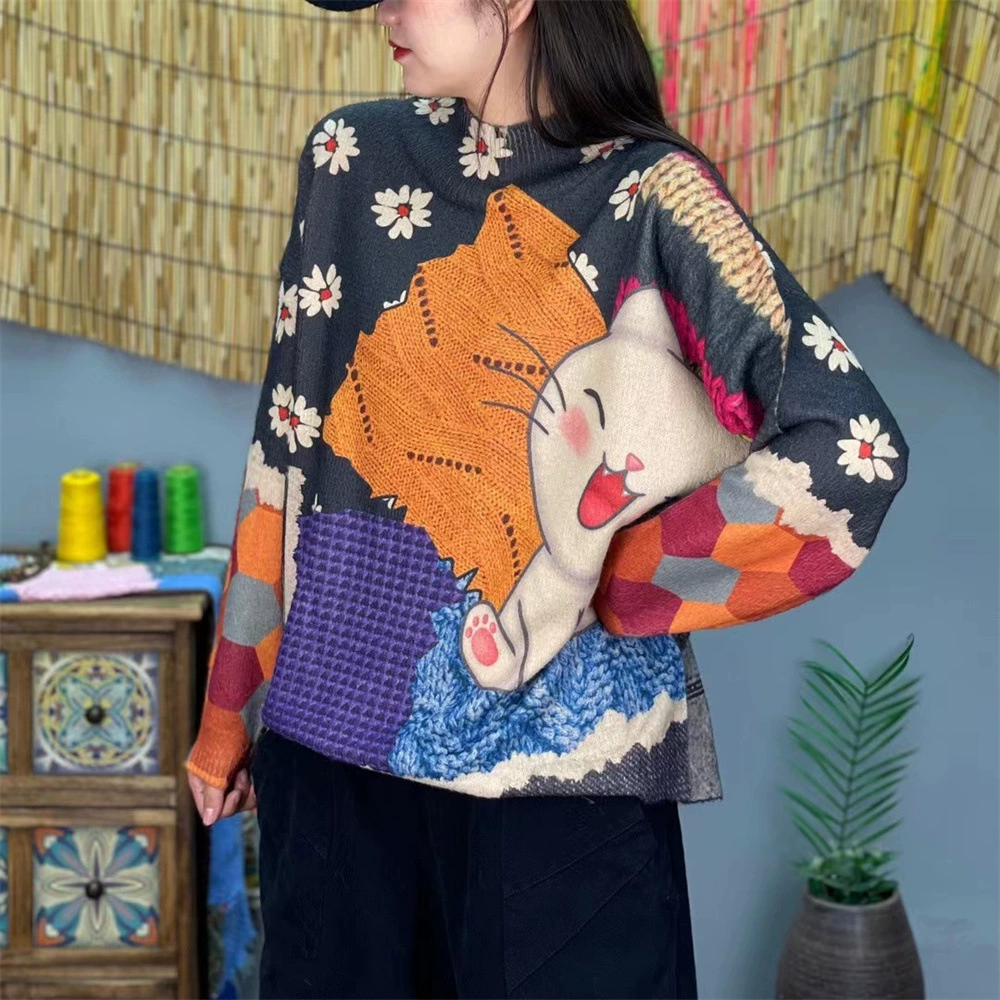 Knitted autumn fashionable sweater for leisure