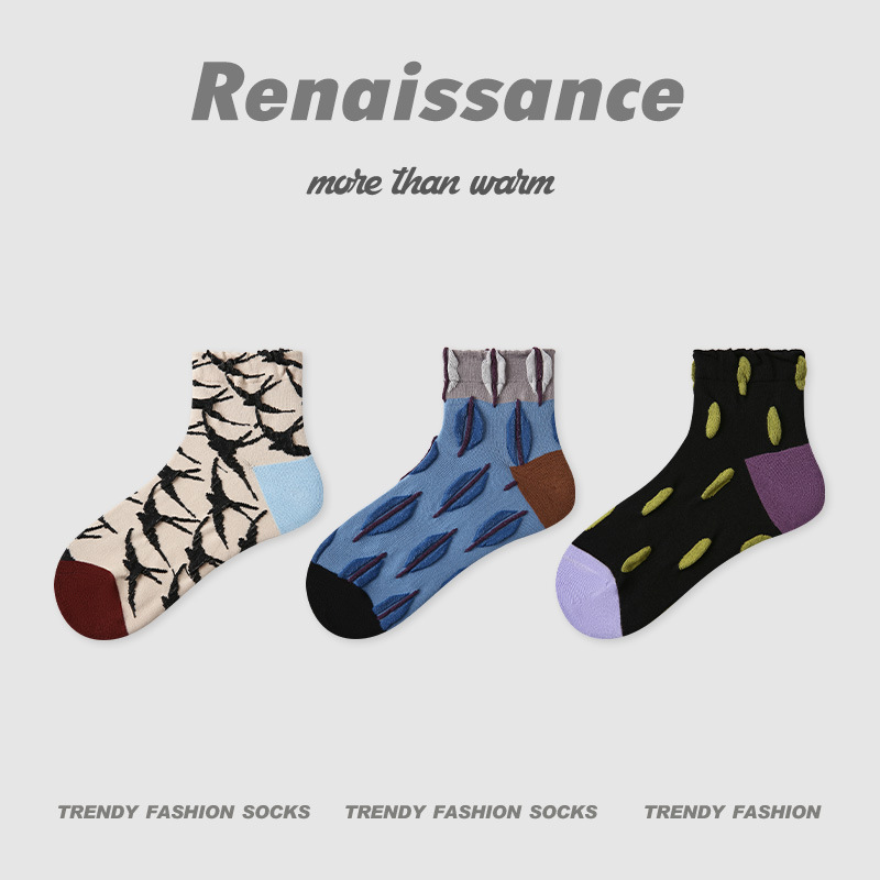 Renaissanceオリジナルの女性靴下夏の色合わせレリーフソックス