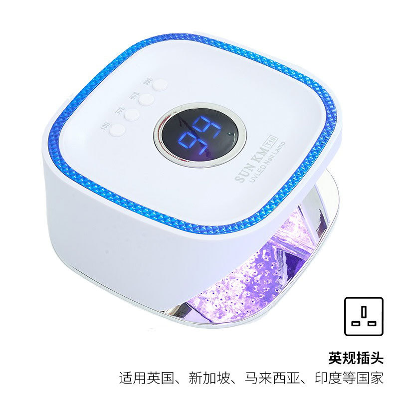 Lámpara de manicura reflectante de acero inoxidable base metálica de manicura lámpara de horneado 48W luz de fototerapia de alta potencia pegamento de manica lámpara UVLED