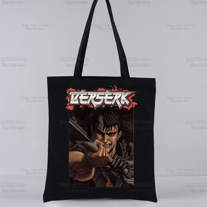Berserk agallas espada estilo leyenda impreso bolsa de lona Harajuku bolso de hombro de moda bolsa de compras portátil AliExpress