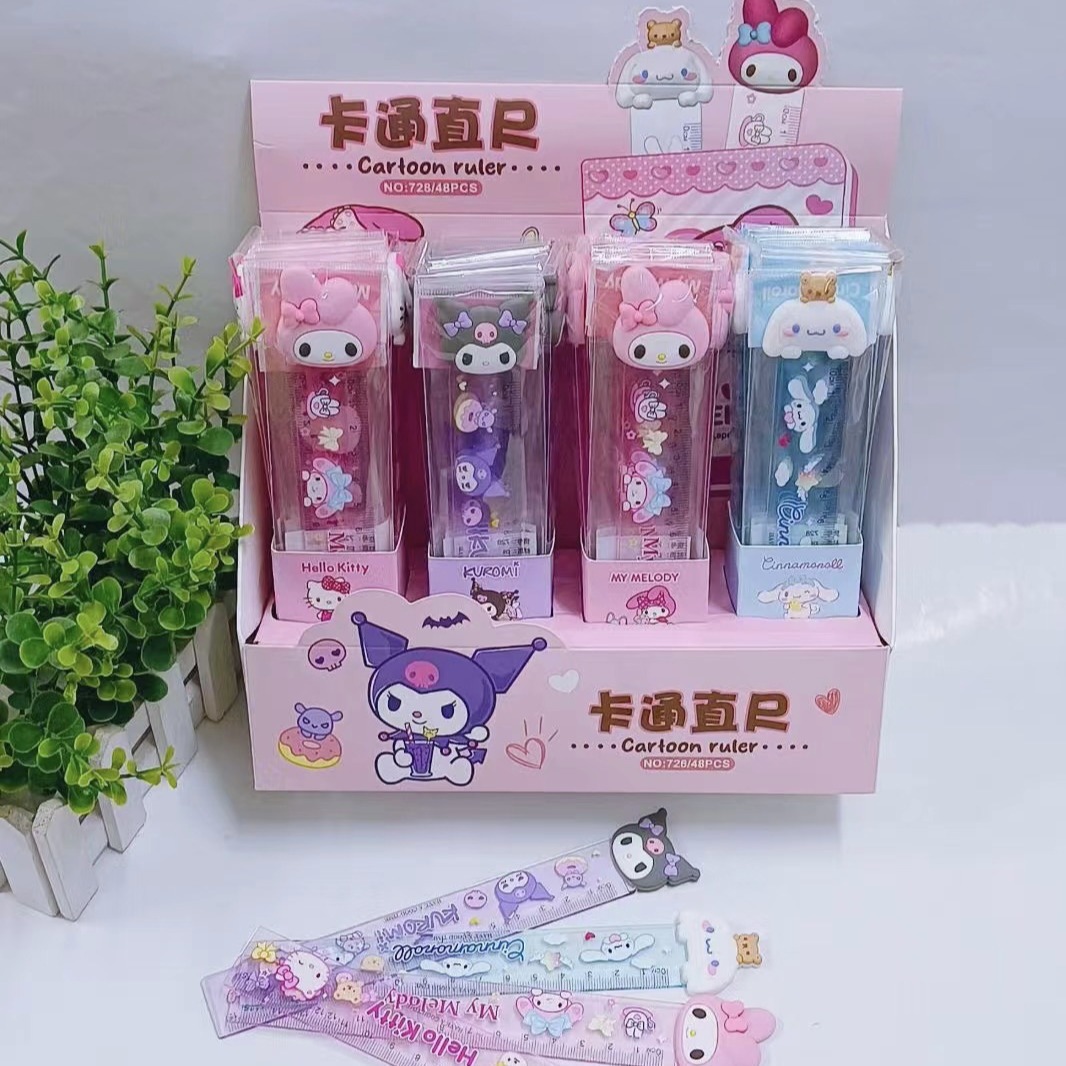 New cartoon ruler for students, cute 15cm plastic ruler, Kuromi children's ruler, Sixian stationery gift