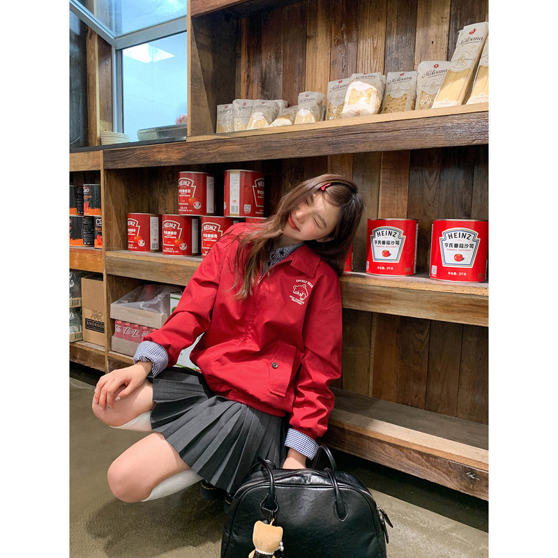 Contrast Color Embroidered Stand Collar Jacket for Women Spring 2026 New Korean Style Simple Casual Top Contrast Color Embroidered Stand Collar Jacket for Women Spring 2026 New Korean Style Simple Casual Top