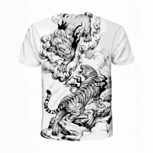 夏季跨境T恤欧美动物狮子系列数码3D印花男士街头短袖运动T恤上衣