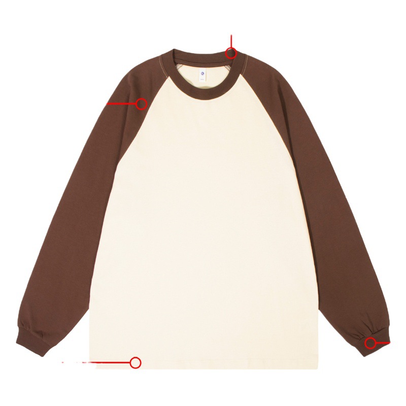 Camiseta de manga larga con cuello redondo de moda 2024 para hombre y mujer, ajuste holgado, algodón puro, top casual raglán de manga corta con bloques de color, algodón peinado.