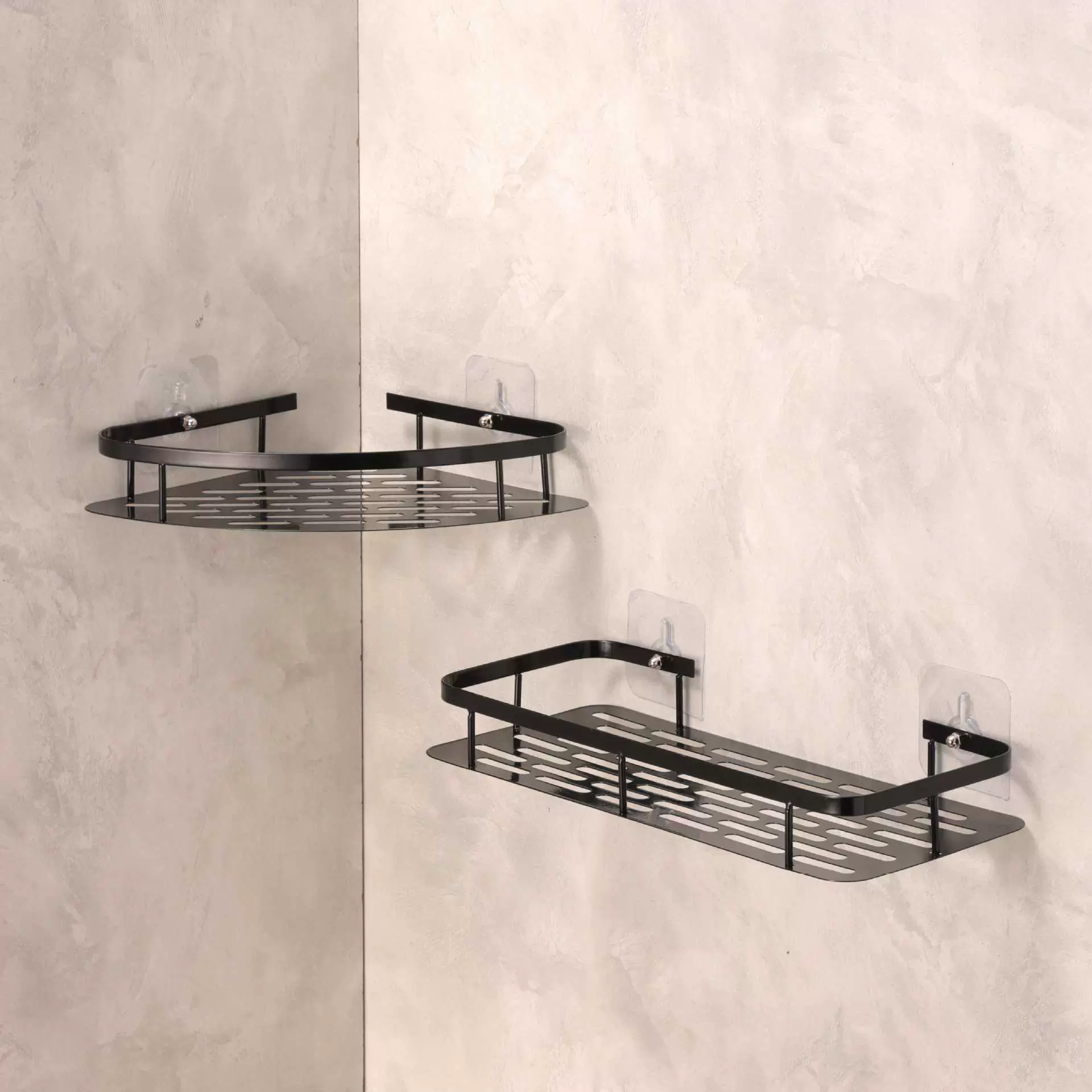 跨境厨房卫生间壁挂式三角架免打孔浴室置物架长方形收纳架批发