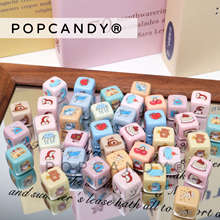 POPCANDY可爱插画方块印花珠饰品散珠配件DIY手机绳包挂头饰串珠