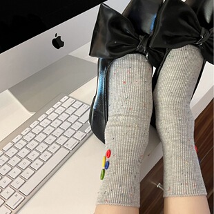 Japanese retro point yarn tube socks children's button decorative socks double needle Korean ins Zhuji socks wholesale tide