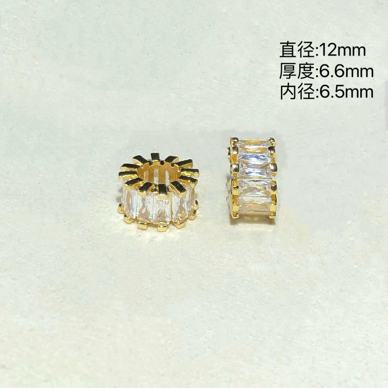 14K高保色水晶配件长方形锆石冰糖隔片跑环手链项链串珠diy串珠配|undefined