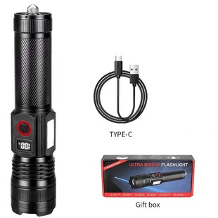 Cross-border Pailide flashlight power display side light zoom tail hammer aluminum alloy long-range white laser flashlight