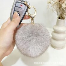 跨境新款狐狸毛球包包挂件女毛绒汽车钥匙扣挂饰可爱公仔书包配饰