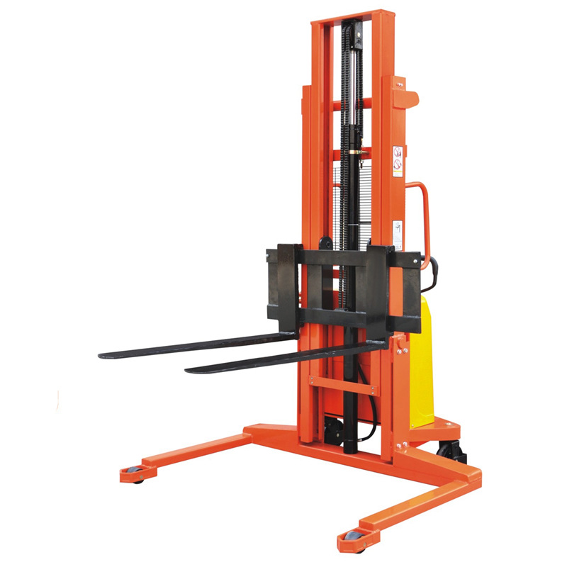 现货供应DYC10-G可调节宽支腿半电动堆高车半自动堆垛车电动叉车