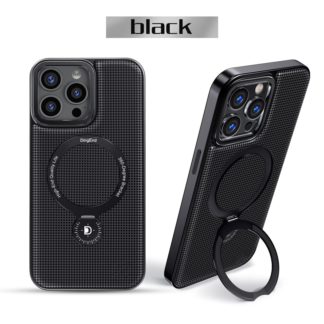 Ốp lưng da iPhone 17 Pro Max có giá đỡ xoay 360 độ, dùng cho iPhone 15 Pro/16 Pro Max — đen, xám, màu nâu