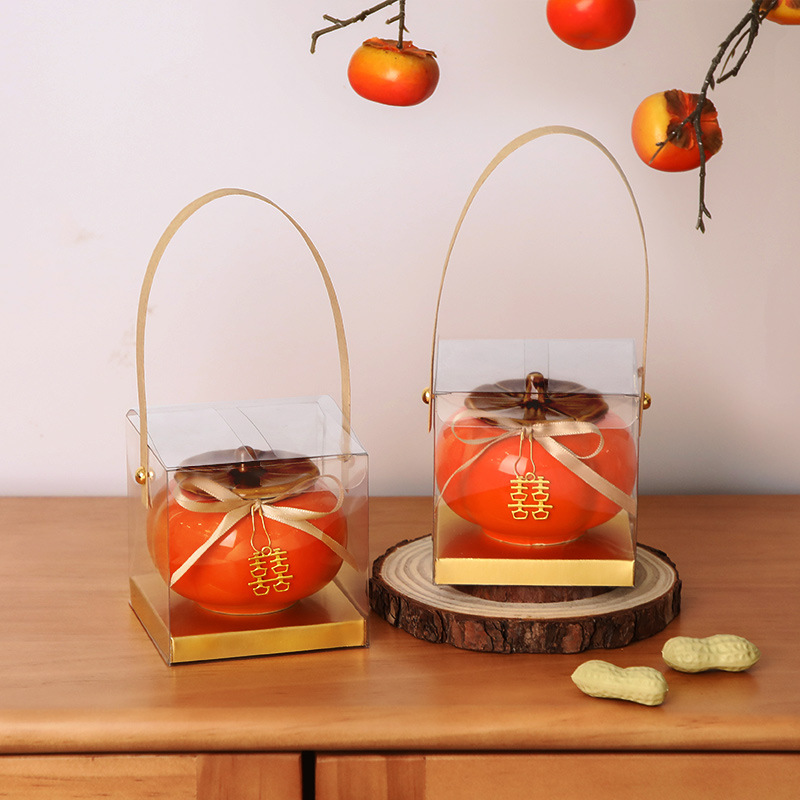 Auspicious Persimmon Jar Wedding Finished Gift Box 2024 New Style Candy Box Engagement Favor Practical