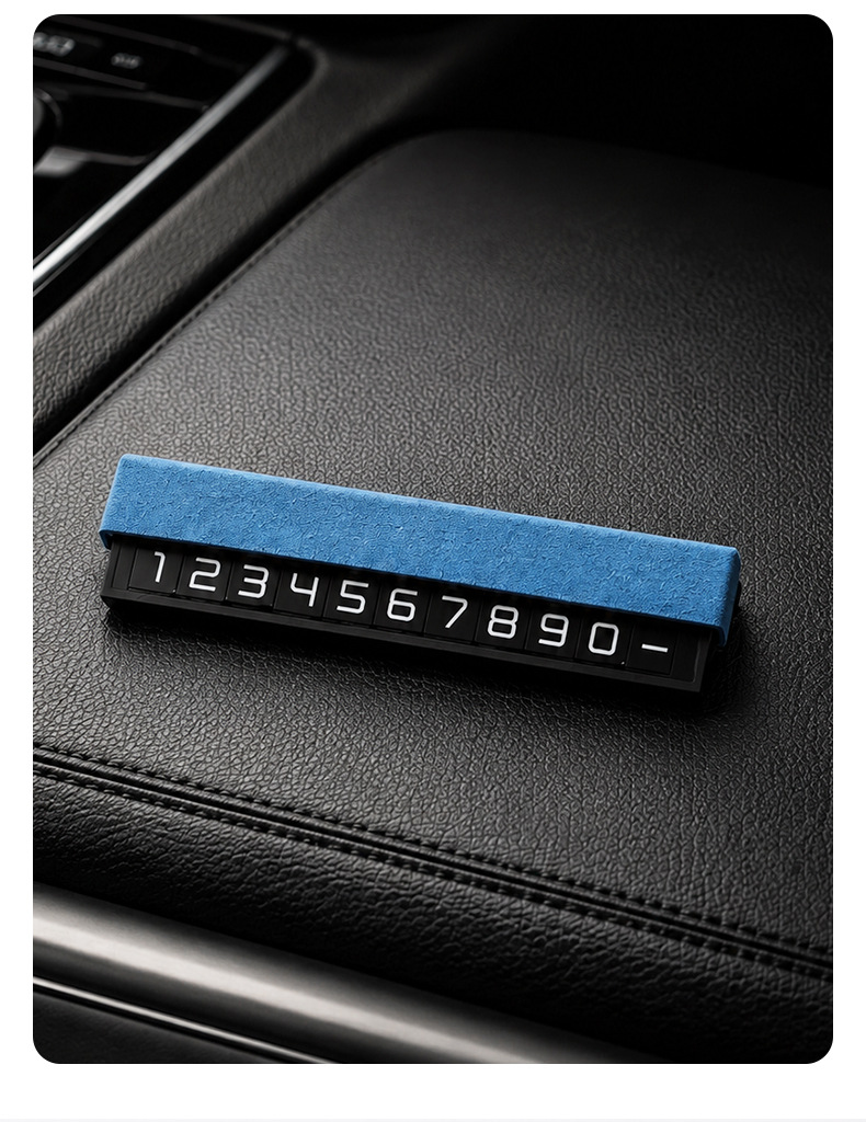 Creative Temporary Parking Number Plate for Cars, with Hidden Phone Number for Moving Vehicles, High-End Suede Alcantara