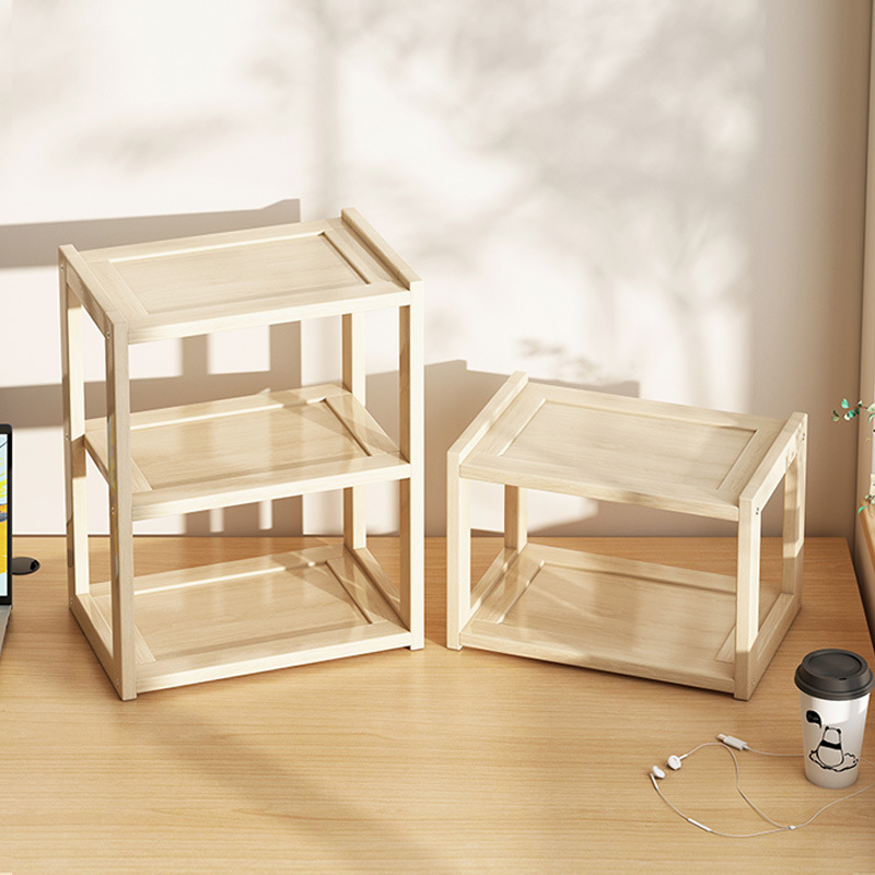 Estante de almacenamiento de estantería de madera maciza de escritorio para el hogar pequeño escritorio para niños estantería de múltiples capas simple estante de almacenamiento de oficina