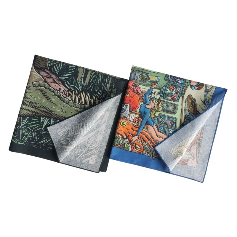 Хлопок 55x55cm мультфильм цифровой принт шарф уличный танец спорт повседневное платье платок платок