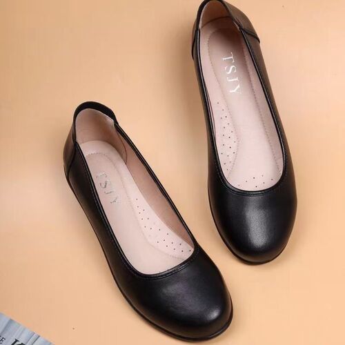 Real leather single-layer shoes are not tired, soft soles, hotel work shoes, comfortable flat leather shoes, super soft soles, women's flight attendant anti-slip