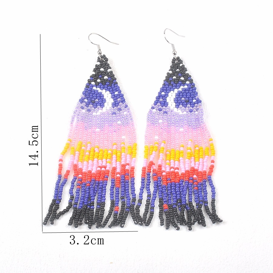 1 Pair Vintage Style Exaggerated Moon Seed Bead Drop Earrings display picture 1