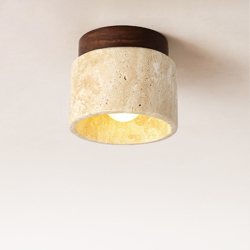 Japanese style wabi-sabi style yellow travertine ceiling lamp modern minimalist entrance balcony aisle full spectrum LED ceiling lamp