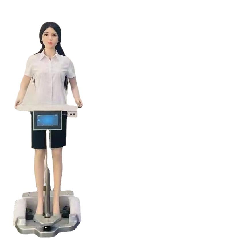 Robot de recepción de simulación de belleza puede entregar comida y dar la bienvenida a invitados, servicio inteligente de consulta de voz y publicidad