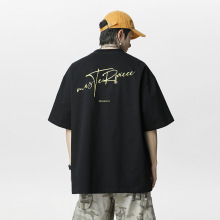 美式字母印花短袖T恤男25夏季新款半袖潮牌宽松复古纯棉情侣体恤q