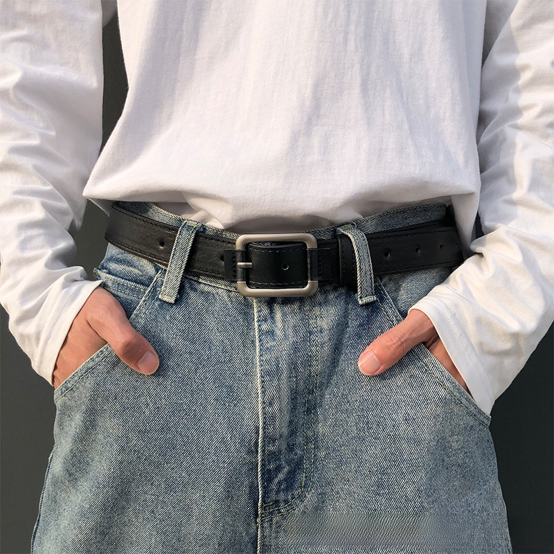 New Men's belt Korean style trendy simple pants belt street style Internet red same style ins Hong Kong style personalized men's pants belt_viptrois.com