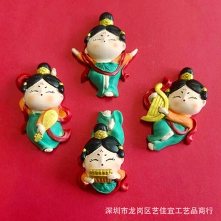 New Cultural and Creative Dunhuang Feitian Doll Resin Refrigerator Magnet Cartoon Lady Sonic Resin Refrigerator Magnet Decorative Magnet