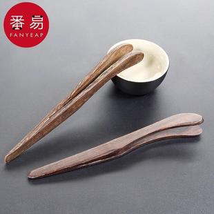 Free Shipping/10Y Tea Tongs B1J50 - Bamboo Tea Leaf Tweezers Single Black Sandalwood Solid Wood Tea Tool