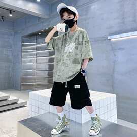 男童夏季套装2025新款儿童装夏装潮帅气时髦男孩短袖运动夏款衣服