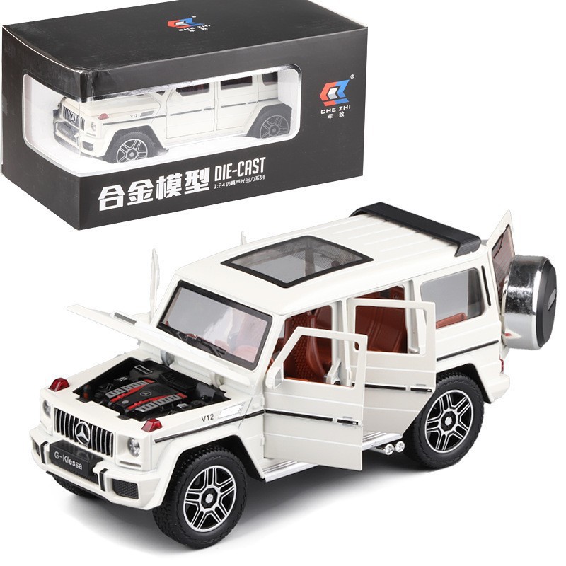 Modelo de coche de aleación de coche 1:24 Big Ben G63 Big G Tire hacia atrás sonido con luz juguete off-road vehículo modelo de música Decoración