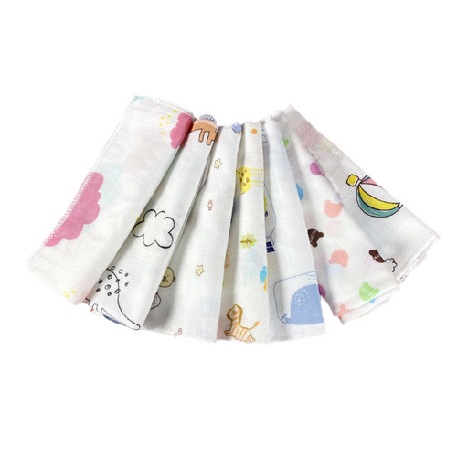 High-density 31*31 square towel cotton printed gauze saliva towel feeding towel cotton baby handkerchief baby hand towel