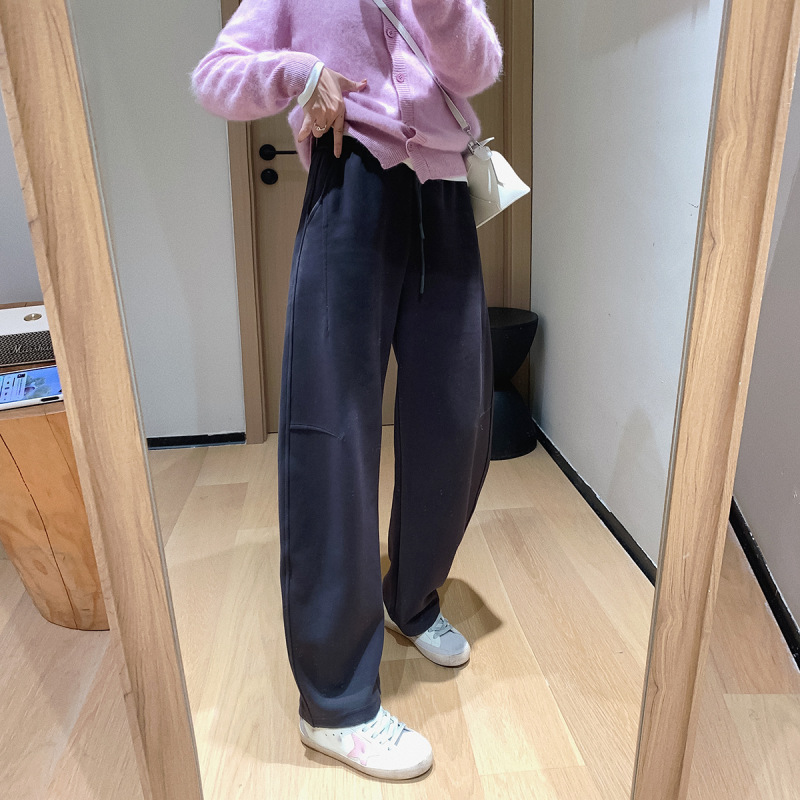 闪专属！修腿黄金分割微弧廓形剪裁卫裤早秋宽松休闲裤603005|undefined