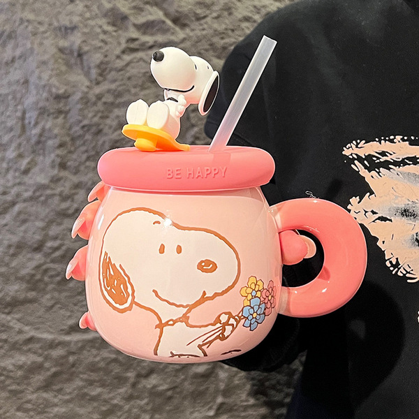 Genuine Snoopy Mug Creative Ceramic Cup Couple Cute with Lid…