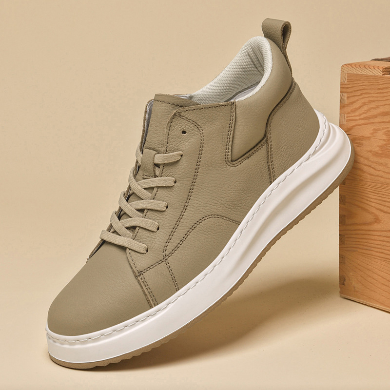 Men's Thick-soled Cowhide Casual Shoes With Warm Plush Lining_voghion.com