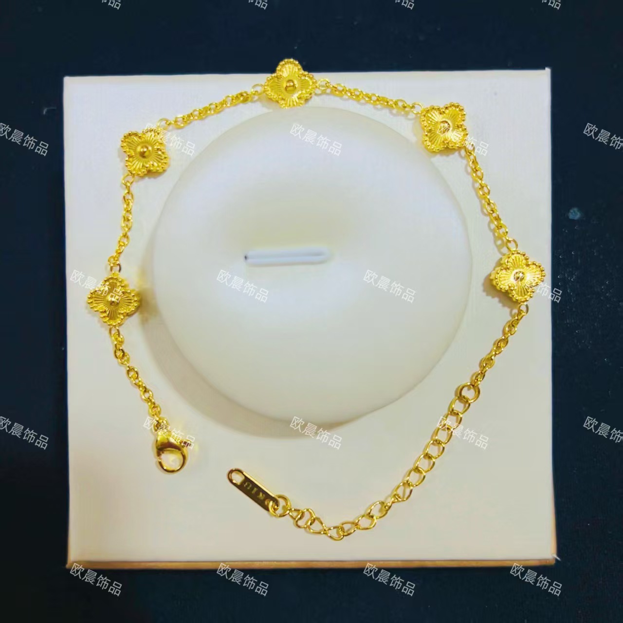 Cross-Border Popular 9mm Four-Leaf Clover Mini Full Laser High-End Full Bracelet for Women, Light Luxury Five Flowers