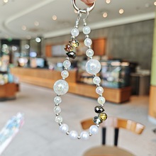 轻奢高级感手机链精致珍珠水晶挂链钥匙扣包包挂件汽车钥匙链批发