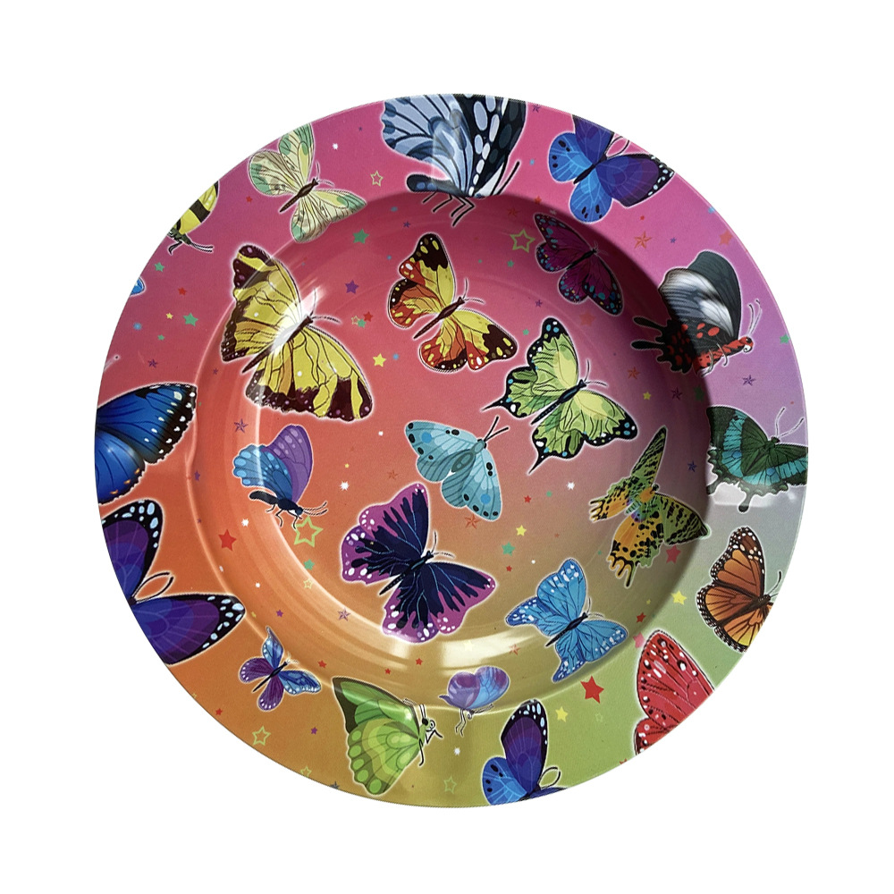 Ventas transfronterizas en caliente de cenicero de hojalata pequeña bandeja de paja despierta plato de cigarrillos cenicero una variedad de patrones de consulta al cliente