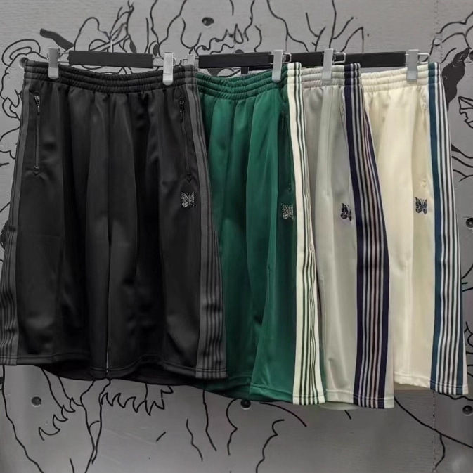 25Fw European and American High Street Butterfly Embroidered Ribbon Striped Shorts Unisex Casual Sports Student Pants Trendy Style