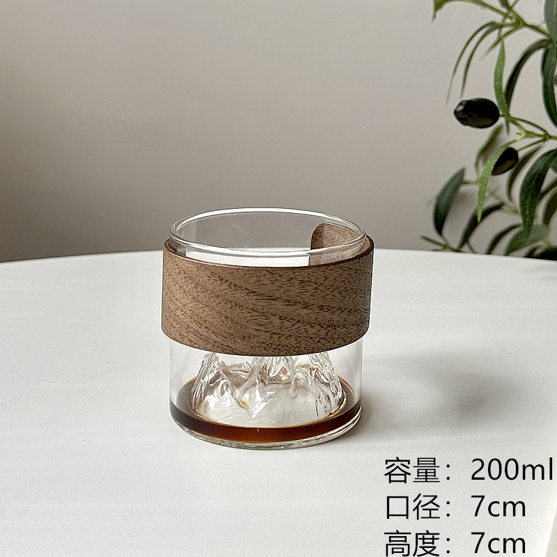 冰美式拿铁杯带木扣办公室泡茶杯家用耐高温饮料果汁喝水杯玻璃杯|undefined