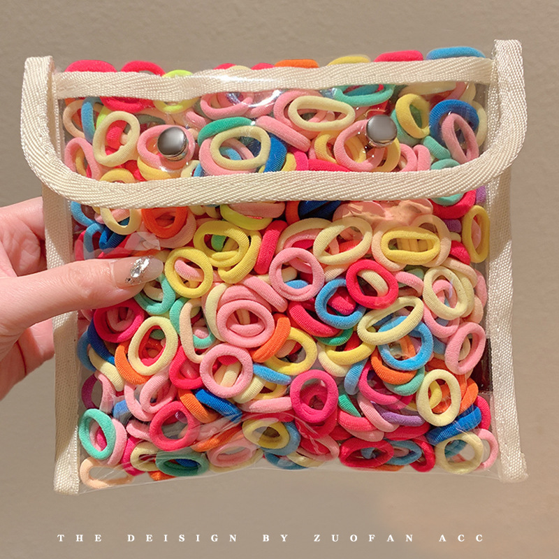 Lazo para el cabello del pulgar de color para niños, niña atada a la cuerda para la cabeza, banda de goma elástica alta, el bebé no daña el cabello, tocado de cuerda para el cabello