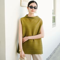 Quality 2025 Summer Little Red Book Miyake Fresh Style Casual and Versatile Sleeveless T-shirt
