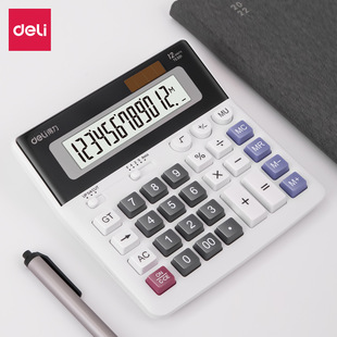 Deli big button financial calculator office stationery student accounting special solar multi-function calculator