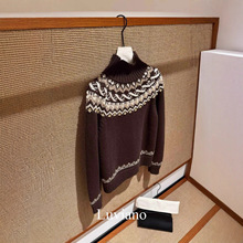 深圳南油2025秋冬R风重工提花钉珠羊毛高领传统费尔岛毛衣