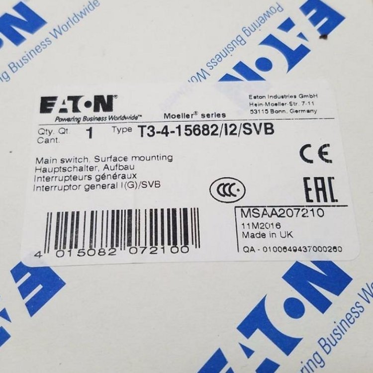 原装EATON 伊顿穆勒 63A凸轮开关 T5B-4-15682/EA/SVB正品