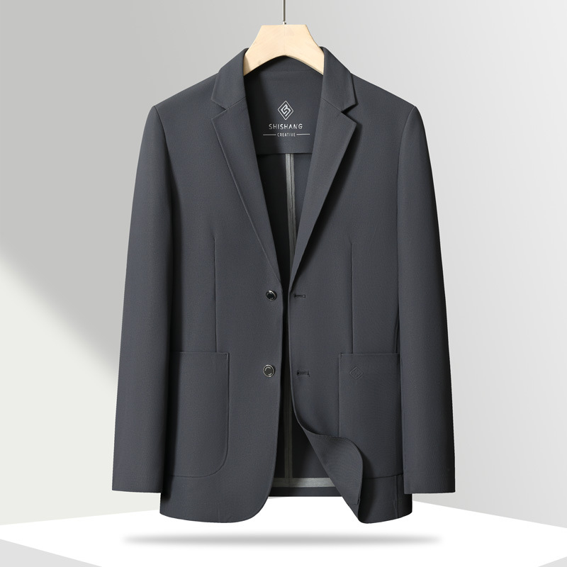 Ice Silk Seamless Suit Men's 2024 Summer New Business Casual Single Western Thin Anti-Wrinkle Quick-drying Sunscreen Suit